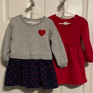 GAP Gray and Red Heart Dress Set 3T